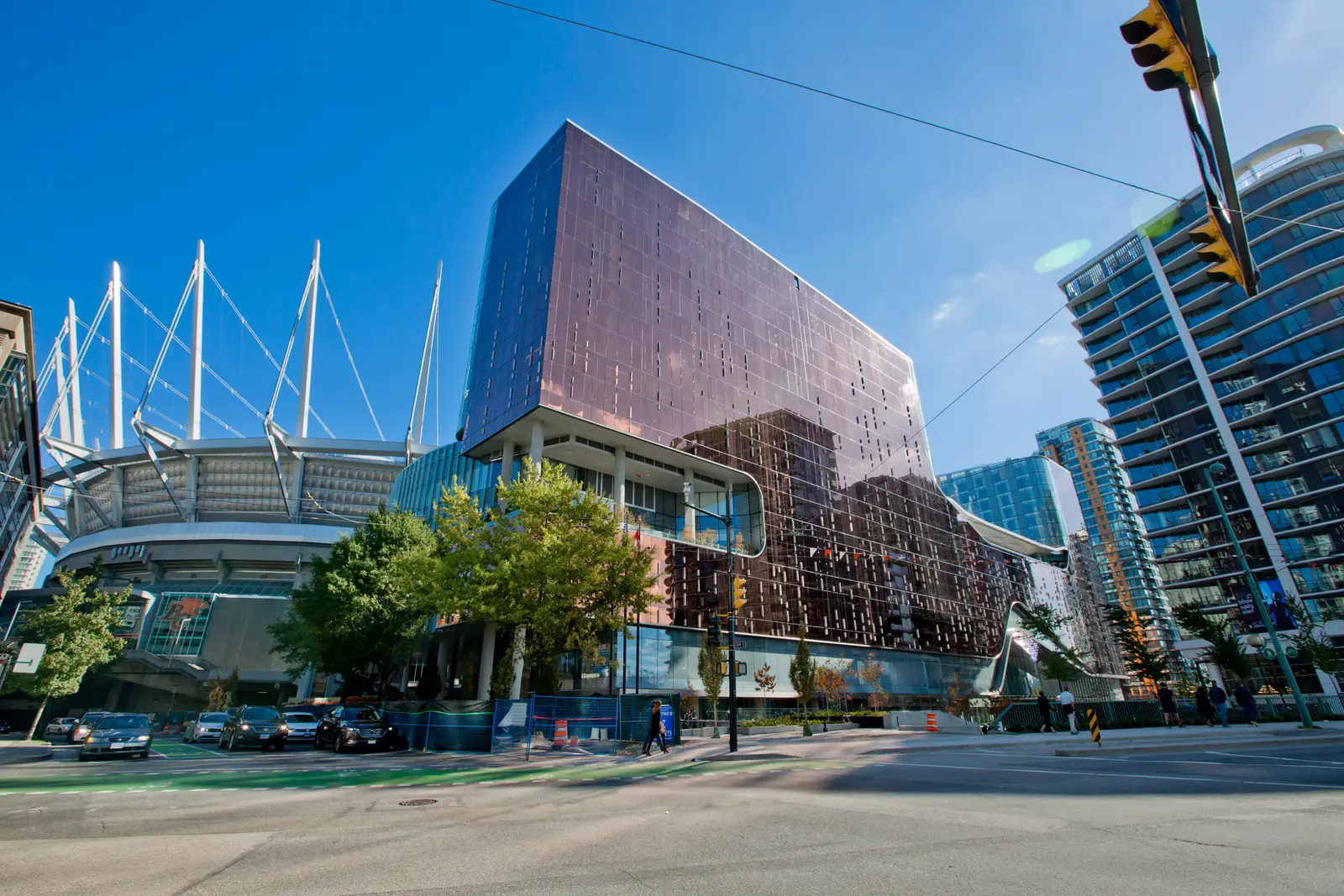 Parq Vancouver's copper-glass tower beside BC Place